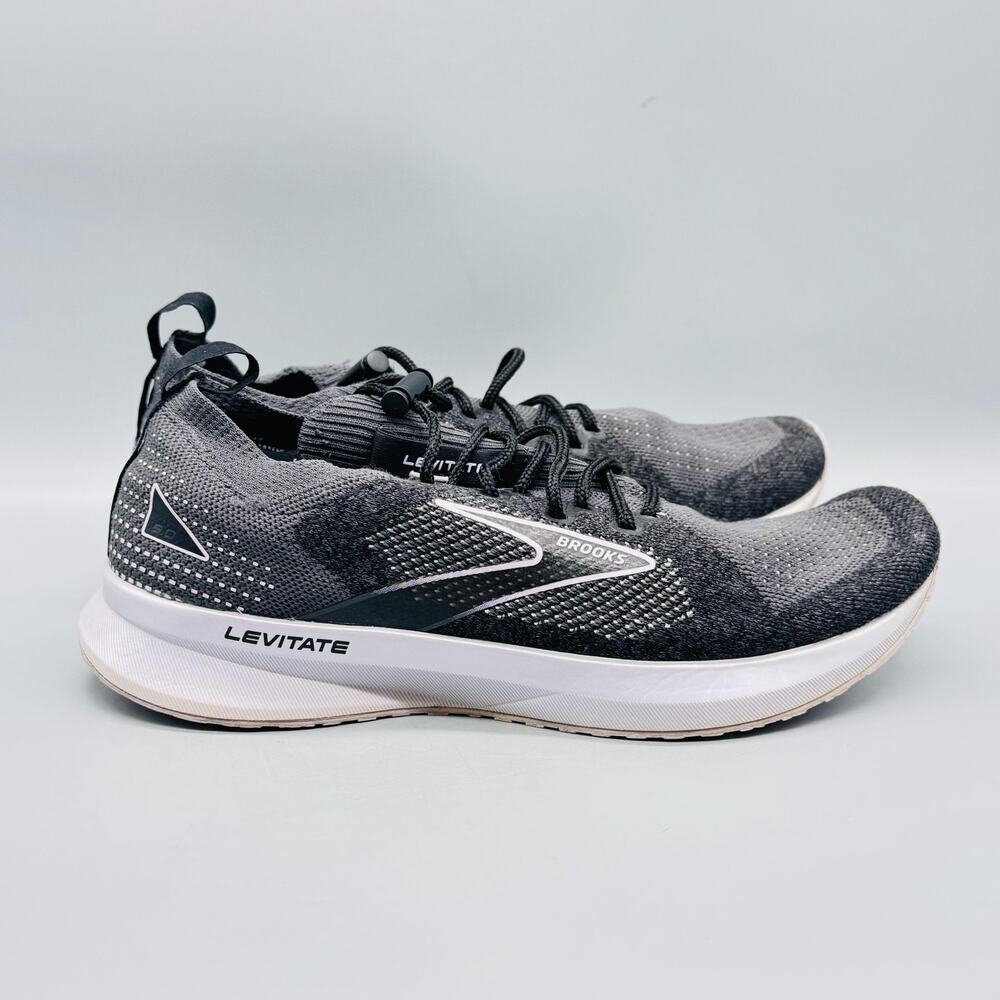 Brooks Shoes Women 9.5 Black Gray Levitate StealthFit 5 Running Athletic Sneaker